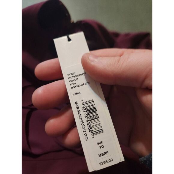 NWT Alice + Olivia Palmira tie dress in boysnberry - size 10 - Picture 4 of 5